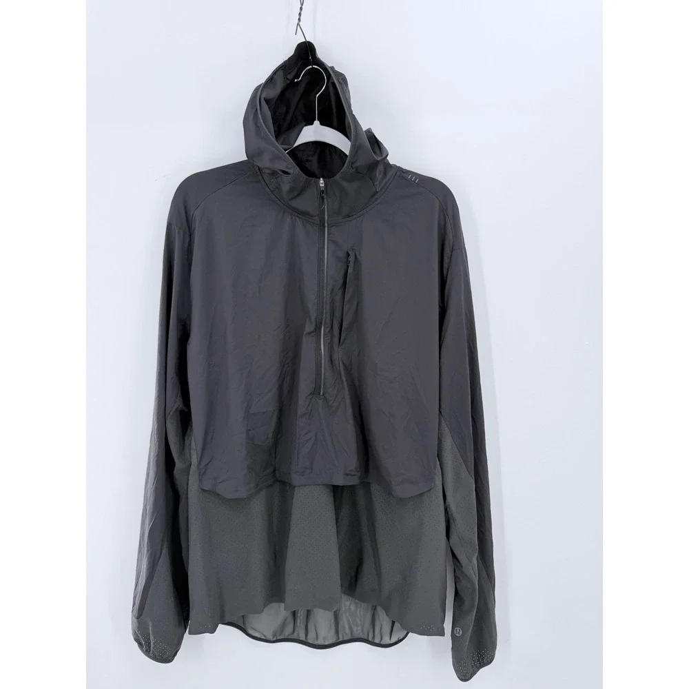 Lululemon Pullover Jacket Mens Grey Half Zip Lightweight Windbreaker Jacket Vent